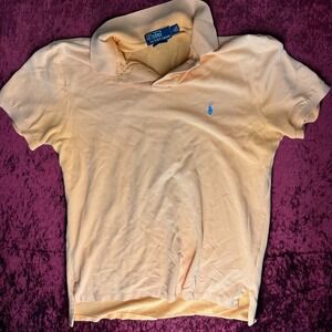 Ralph Lauren Polo Shirt‎ Mens Large Peach Orange Golf Performance Blue Pony Logo